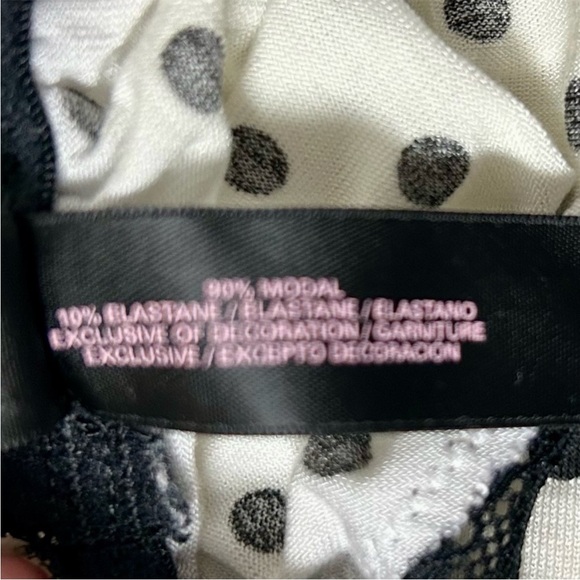Victoria’s Secret Babydoll Nightie Medium Off-White & Black Polka Dot Lace Trim - Picture 9 of 12
